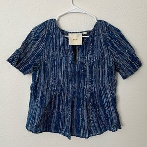 Maeve Blue Cotton Summer Blouse